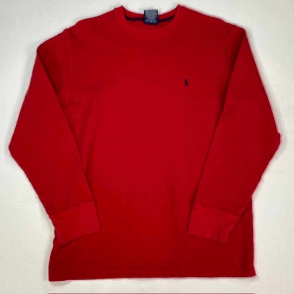 Polo Ralph Lauren Mens XL Red Waffle Knit Thermal Long Sleeve Sleepwear Shirt